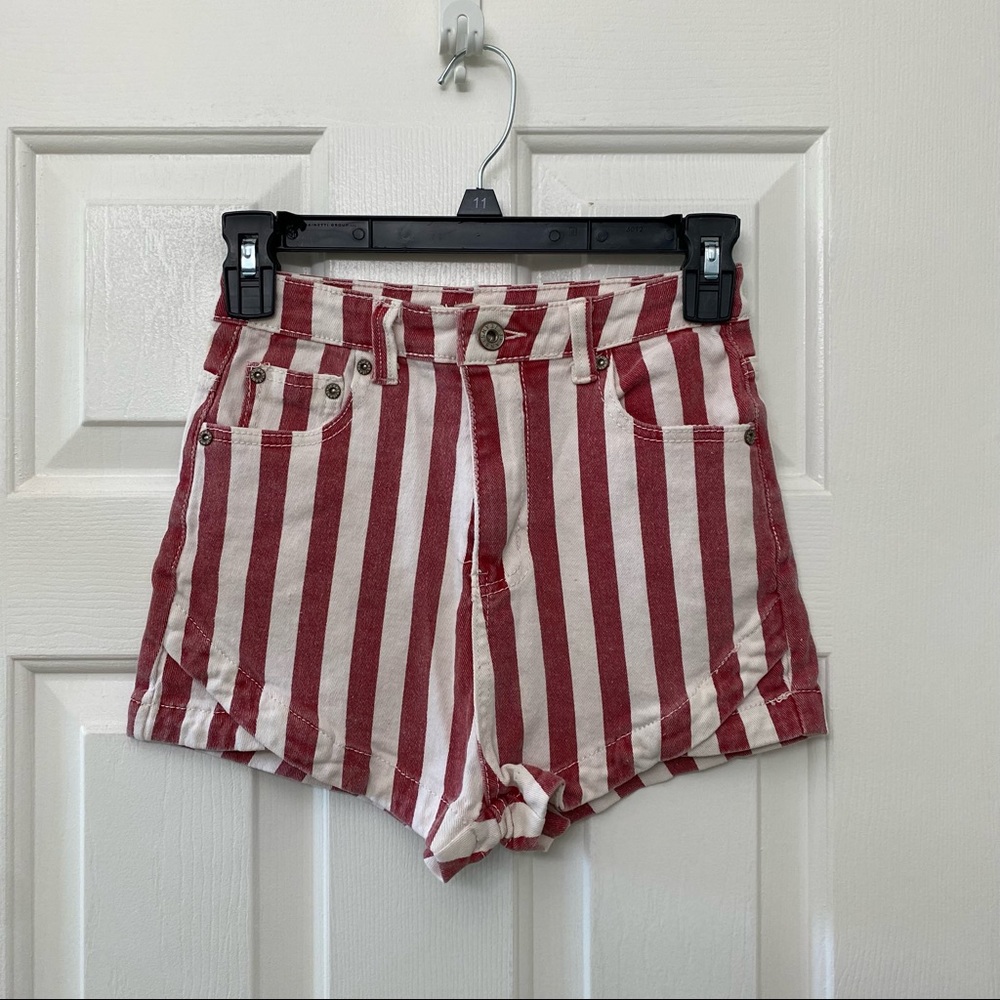 Vintage Brandy Melville John Galt Rare Red and White Striped Jean Shorts